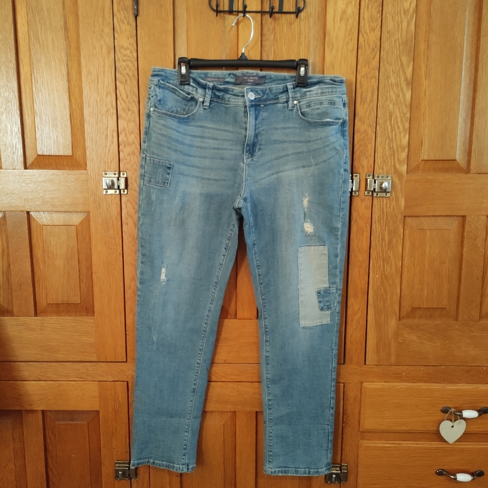 The Limited Denim Slim Boyfriend patched & distressed jeans